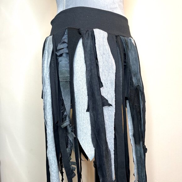 Gray Mummy Skirt Size Small Medium Fringe Top Cosplay Costume Tattered Torn Goth - Picture 10 of 15